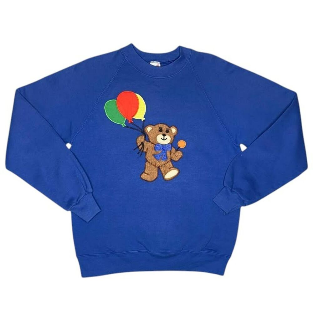 Vintage Embroidered Teddy Bear Jerzee Sweatshirt Adult Size Large